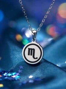 1Pc Fashionable 925 Silver 12 Constellations Pendant Necklace Double Sided Pendants For Women's Birthday Gifts