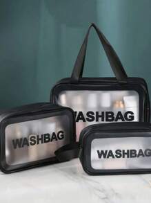 1個防水pu化妝品袋護理包含組織器具便攜式旅行袋,大容量,適用於沐浴、健身和化妝品儲藏 - 黑色 - 查看 5