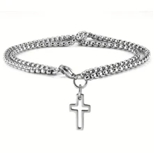 1入組時尚女士十字空心雙鏈手鍊，展現個人時尚風格