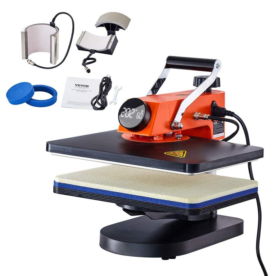 Heat Press Machine 5-In-1 To 8-In-1 Heat Press Sublimation Machine For DIY T-Shirts/Hats/Mugs/Heat Transfer Projects, 12x15 Multifunction Swing Away Heat Press With 360° Rotation/Mica Heating/Knob-Style - 5合1 - 查看 1