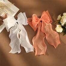 1pc Pearl Decor Bowknot Ribbon Hair Clip, Suitable For Parties And Daily Wear - Green - View 3