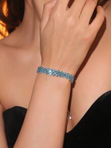 1pc Glamorous Rhinestone Decor Bracelet For Women For Gift - Silver - View 4