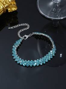 1pc Glamorous Rhinestone Decor Bracelet For Women For Gift - Silver - View 3