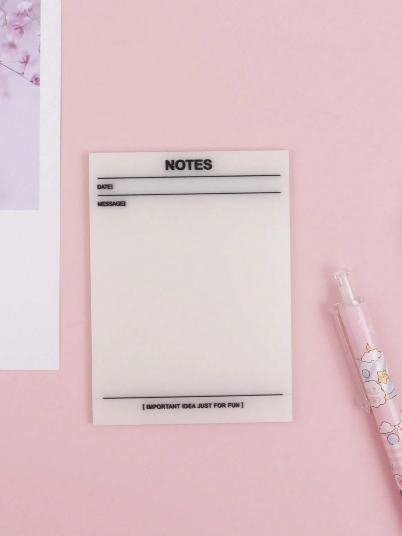 50 Sheets Transparent Planning Memo Pad PET Blank Sticky Note Paper ...