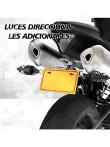 Universal Adjustable Motorcycle License Plate Holder With Led Light - 銀色 - 查看 3