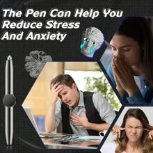 Fidget Gyro Pen With LED Light To Stress Reducer Thinking Ballpoint Pen Gift Pen Anti Stress Anxiety - Black - View 11