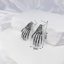 1对复古个性化3D立体耳环，造型包括勺子/叉子/牙齿/牙膏/牙刷/太阳/月亮/翅膀，是送给闺蜜/情侣、姐妹、闺蜜、妈妈等的绝佳礼物。 - 復古銀色 - 查看 5