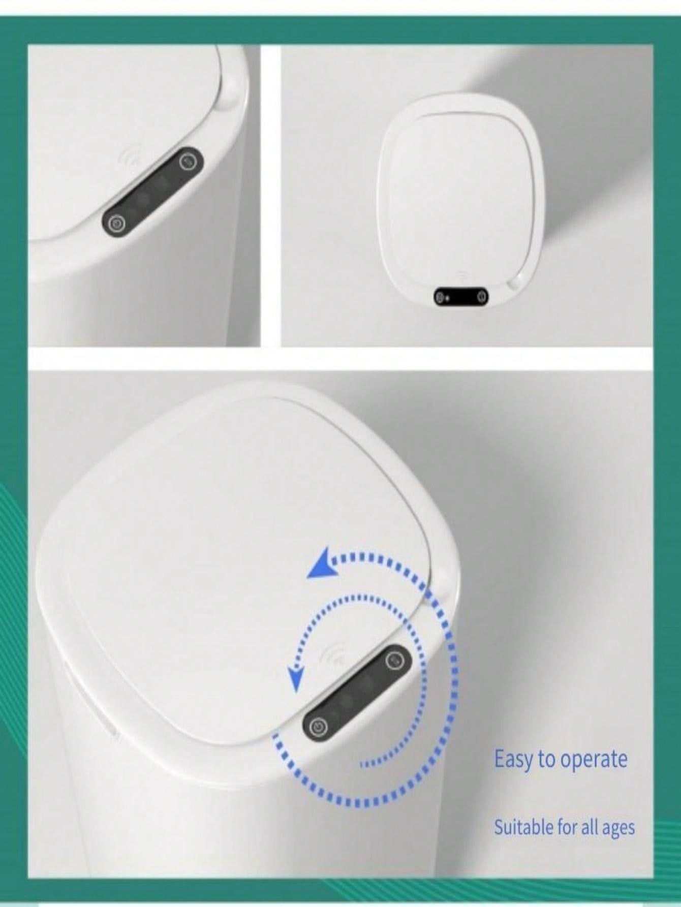 Smart Trash Can With Automatic Inductive Flip Lid For Garbage
