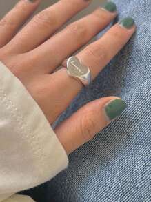 BALMORA 1pc Versatile and Fashionable S925 Smooth Sterling Silver Letter Love Ring for Women for Daily Wear Party