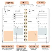 1 PC Daily Week Planner Task List Notebook Management Unfated Schedule Agenda Planner School Planner Work Planner Spiral Planner. - White - View 6