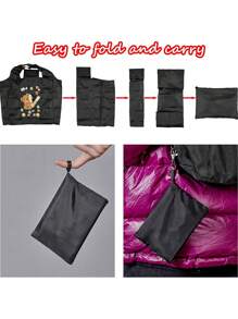 購物袋 手提袋 折疊袋 小熊名字首字母圖案手提包 野餐包 可重複使用的儲物袋 雜貨手提包 大容量旅行雜貨袋 手提包 海灘包 單肩包 - 黑色 - 查看 8