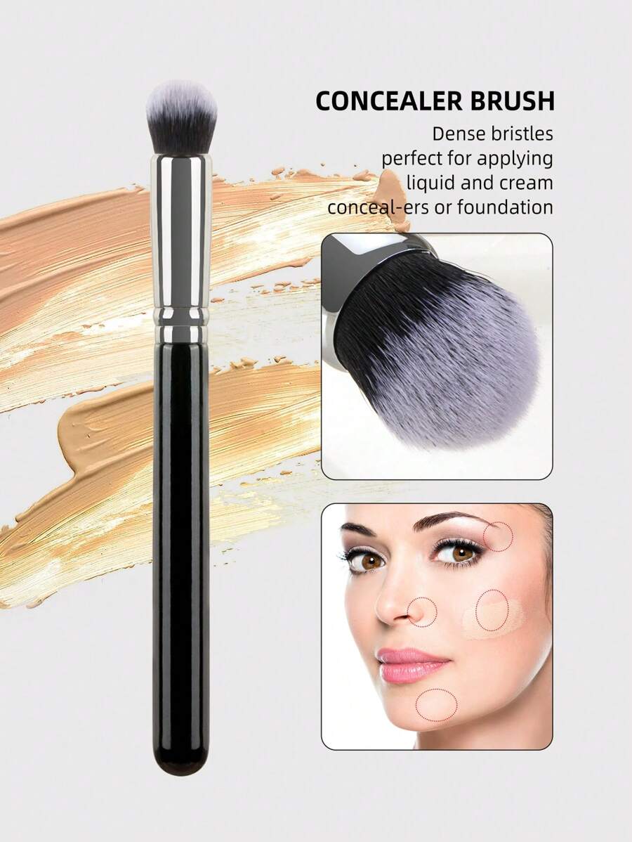1pc Black Soft Bristle Big Round Head Concealer Brush Detail Brush Foundation Brush Multi
