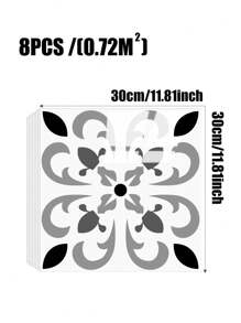 8入組11.81x11.81英寸（0.7㎡）幾何印花防水自粘式3d牆貼,非常適用於濕區域的裝修,例如浴室、廚房、洗手間牆壁裝飾 - 黑與白 - 查看 5