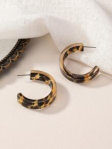 一對時尚流行的c型醋酸板耳環 - 彩色 - 查看 2