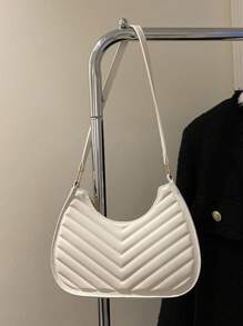 女士时尚设计简约单肩包 - 白色 - 查看 1