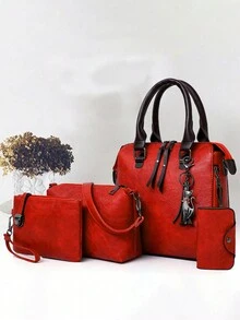 Túi Tote Thời Trang Đa Năng Cho Nữ, Túi Đeo Vai Da PU Dung Tích Lớn Thường Ngày Cho Nữ, Túi Đeo Chéo Cho Nữ 2023 Ngày Lễ Tình Nhân Mới - Đỏ - Xem 5