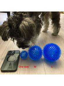 1 Pièce Boule De Jouet Qui Couine À Pointes De Massage De Boule Élastique De Couleur Solide En Matériau Tpr Pour Chien De Compagnie À L'intérieur, Bleue