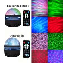 浪花投影機水光投影機臥室夜燈投影機水光成人遊戲室家庭劇院天花板房間裝飾聖誕禮物情人節禮物露營婚禮裝飾萬聖節聖誕節裝飾彩帶,配有7種顏色圖案和遙控器 - 彩色 - 查看 8
