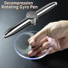 Fidget Gyro Pen With LED Light To Stress Reducer Thinking Ballpoint Pen Gift Pen Anti Stress Anxiety - Black - View 1