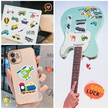 100/200pcs Vehicle Stickers For Water Bottles, Cartoon Truck Cars Airplanes Stickers For Laptops Phones Luggage Envelope, Vinyl Waterproof Stickers Pack For Students Teens - Multicolor - View 7