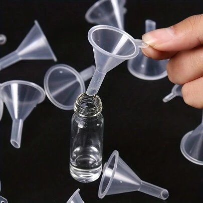 10Pcs Clear Plastic Mini Funnel For Lab Bottles, Essential Oils, Perfumes, Spices, Sand Art, And Powder - Essential Tool For Accurate Measurement And Transfer, Living Room Home Bedroom Bathroom House Decor, Travel Stuff, Wedding, Party, Birthday, Gifts For Men Mom Dad Friends, New Years, Accessories, Funny Gift