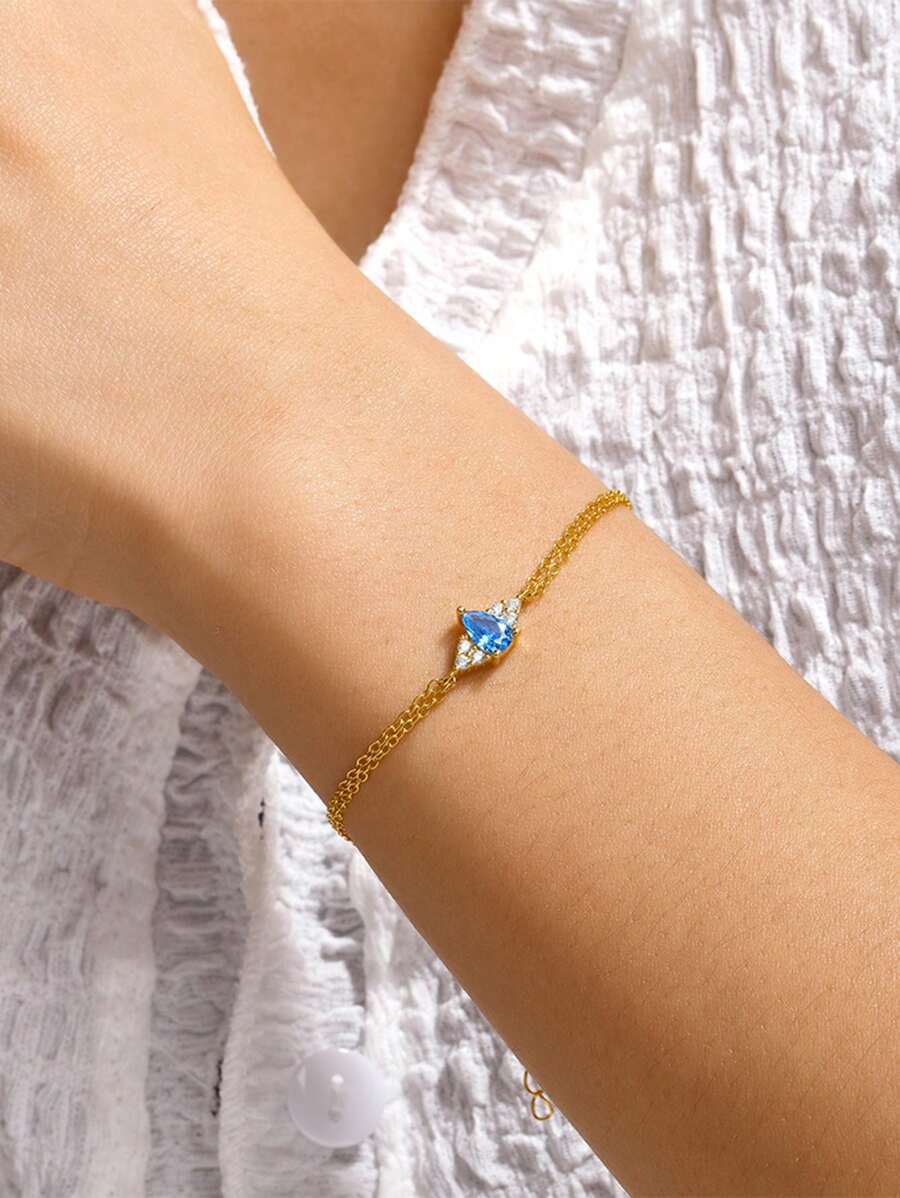 1入組豪華優雅女士手鍊，925銀18K鍍金浪漫精緻無限，適合日常佩戴，送給我媽媽的情人節禮物