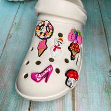 一套7件卡通主题鞋扣，兼容木屐，可用于DIY装饰和节日礼物，自由组合 - 彩色 - 查看 8