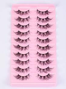 貓眼睫毛自然翼型假睫毛蓬鬆柔軟跨度10對漫畫睫毛淡薄自然睫毛延伸化妝產品 - 眼尾拉長款 - 查看 5