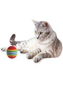 1 件彩虹球和七色球形貓玩具,eva 泡沫寵物玩具用品 - 紅色 - 查看 3