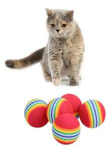 1 件彩虹球和七色球形貓玩具,eva 泡沫寵物玩具用品 - 紅色 - 查看 4