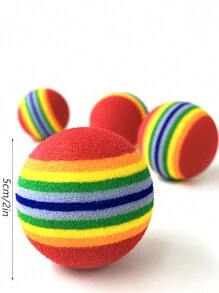 1 件彩虹球和七色球形貓玩具,eva 泡沫寵物玩具用品 - 紅色 - 查看 5