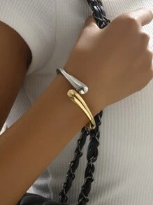 1入 Viking Mobius 金屬開口手環,個性化,時尚簡約,女性適用,輕盈奢華,適合情侶,情人節送女友禮物,佩戴舒適,派對必備 - 銀色 - 查看 5