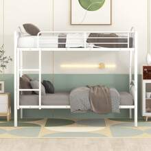 Nestfair Twin Over Twin Metal Bunk Bed With Ladder And Safety Guardrails