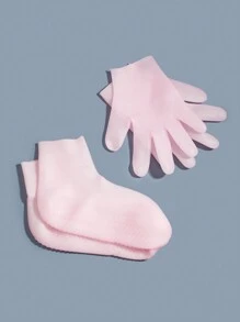 Foot care 4入組矽膠保濕美白手套,保濕美白襪子,護膚襪,沙灘襪 - 粉色 - 查看 3