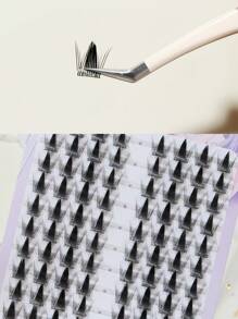 80 Clusters/Box False Eyelashes, 10 Lines 0.07mm 10-13mm Natural-Looking Eyelashes, Makeup Cosmetics Product For Daily Wear - Black - View 4