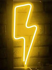 1pc Neon Lightning Bolt Sign LED Light, Hanging Indoor/Outdoor Lighting Sign, USB Or Battery Powered (Battery Not Included), Suitable For Bar, Concert Decoration Lighting, Engagement, Wedding Party, Dinner Party, Birthday Party Decoration Lighting - Multicolor - View 7