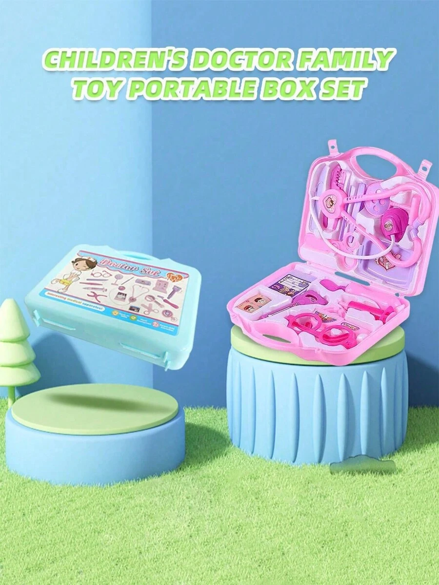 15-Piece Multifunctional Medical Tool Box, Portable Educational Doctor And Nurse Equipped Game Console (Accessories Are In Random Colors) - Pink - View 1