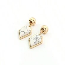 最新款時尚簡約白色藍松石幾何形女式垂飾耳環 - 幾何 - 查看 1