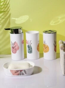 4入組塑料北歐風創意家居浴室配件套裝,包括杯子、牙刷架、乳液瓶和肥皂盤 - 彩色 - 查看 1