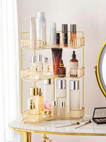 轉角化妝品收納盒、豪華化妝梳妝台、桌面口紅架、保養品收納盒、浴室三角架 - 橘色 - 查看 4