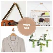 4入組橡木壁掛鉤,衣架,木製掛鉤掛在牆上,帽子衣架,浴室、臥室、客廳、廚房毛巾掛鉤,附有4根釘子 - 黃色 - 查看 7