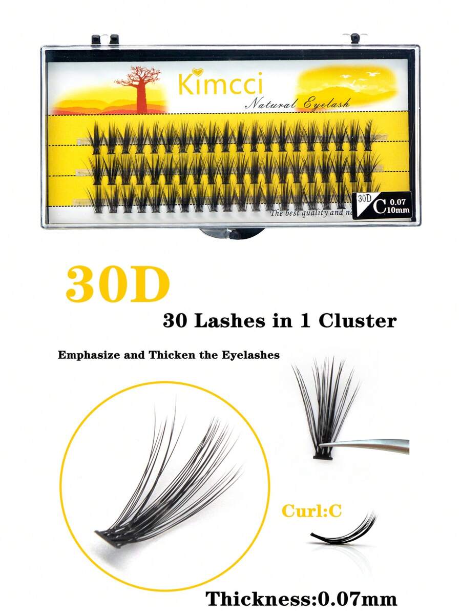60 簇 30d 厚度 0.07 C/D/Dd 卷曲度 6-15mm 长度可选 30d 黑色丝绸般柔软嫁接睫毛睫毛簇，睫毛簇，单根睫毛，睫毛，假睫毛 - 黑色 - 查看 1
