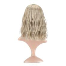 自然波浪假髮帶空氣瀏海短鮑伯假髮女式及肩假髮捲曲波浪合成角色扮演假髮粉彩鮑勃假髮女孩彩色假髮 - 米色 - 查看 4