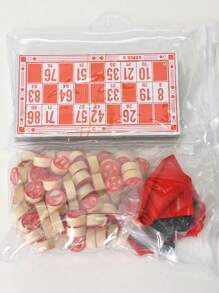 Bingo Game Set With Number Chips And Paper Cards, Party And Desk Game For Festival Gift - Apricot - View 6