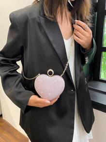 奢華閃亮鑽石手袋&小盒化妝包,鑲嵌鑽石錢包,適合派對、婚禮、舞會、晚宴/宴會,搭配婚紗、正裝、舞會裙禮服、生日禮服 - 粉色 - 查看 2