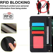 流行的斜挎錢包手機殼，兼容 iPhone 15 14 13 12 11 Pro Max XR XS Max 7 8 Plus 12 Mini 13 迷你信用卡座人造皮革手機殼，配有短掛繩拉鍊翻蓋雙磁扣和耐用的防震蓋，適用於 Samsung S24 S23 S22 Ultra S24 S23 S22 Plus S23 FE Note 20 Ultra A14 A53 A54 - 黑色 - 查看 8