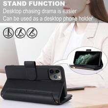 流行的斜挎錢包手機殼，兼容 iPhone 15 14 13 12 11 Pro Max XR XS Max 7 8 Plus 12 Mini 13 迷你信用卡座人造皮革手機殼，配有短掛繩拉鍊翻蓋雙磁扣和耐用的防震蓋，適用於 Samsung S24 S23 S22 Ultra S24 S23 S22 Plus S23 FE Note 20 Ultra A14 A53 A54 - 黑色 - 查看 6