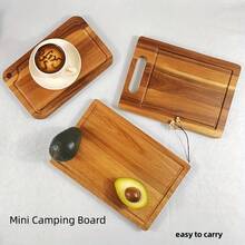 可重複使用的木製砧板 - 家庭廚房和戶外活動的完美選擇！ - 黃色 - 查看 1