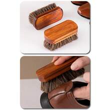 Maple-Colored Small Horsehair Brush With Soft Bristles For Shoes, Sofa, Leather Goods Cleaning And Maintenance Tools, Leather Protector Brush For Home Use - Multicolor - View 10