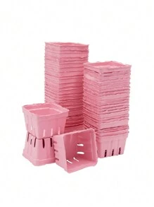 Pink Pulp Fiber Berry Baskets, Pint Fruit Containers (4.3 X 4.3 X 2.8 In, 50 Pack) - Pink - View 6